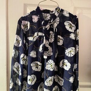 Floral Tie-Neck Blouse